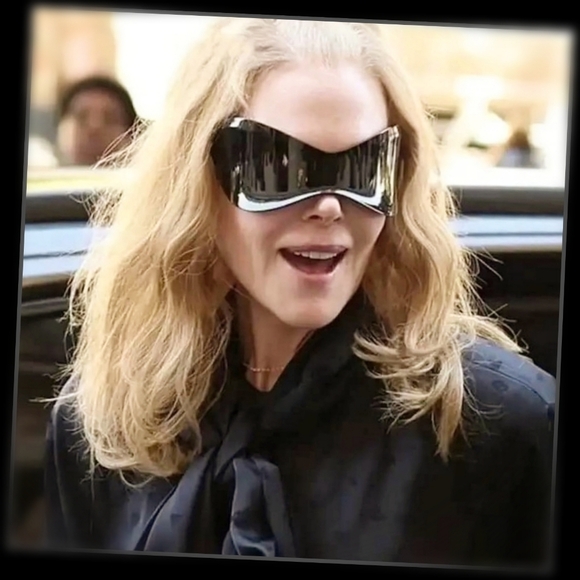 Oversized futuristic mirror shades chrome  silver sunglasses wrap around - Picture 6 of 8